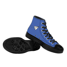 Load image into Gallery viewer, Ti Amo I love you - Exclusive Brand - San Marino Blue - Paper Airplane - High Top Canvas Shoes - Black Soles
