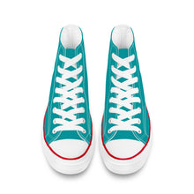 Load image into Gallery viewer, Ti Amo I love you - Exclusive Brand - Persian Green - White Daisy - High Top Canvas Shoes - White  Soles
