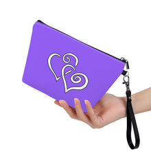 Load image into Gallery viewer, Ti Amo I love you- Exclusive Brand - Heliotrope 3 - Double White Heart - Sling Cosmetic Bag
