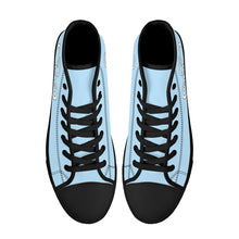 Load image into Gallery viewer, Ti Amo I love you - Exclusive Brand - Regent St Blue - Double White Heart High-Top Canvas Shoes - Black Soles
