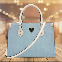 Load image into Gallery viewer, Ti Amo I love you - Exclusive Brand - Powder Blue Denim - Luxury Womens PU Tote Bag - Cream Straps
