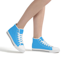 Load image into Gallery viewer, Ti Amo I love you - Exclusive Brand - Medium Cyan Blue -  High-Top Canvas Shoes - White Soles
