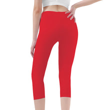 Load image into Gallery viewer, Ti Amo I love you -Exclusive Brand - Alazarin Red - Double White Heart - Womens / Teen Girls / Womens Plus Size - Capri Yoga Leggings - Sizes XS-3XL
