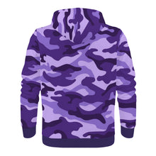 Load image into Gallery viewer, Ti Amo I love you - Exclusive Brand  - Minsk, Grape 2, Mauve 2, Fushia Blue &amp; Jacarta Camouflage - Women&#39;s Zip Hoodie
