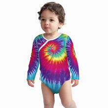 Load image into Gallery viewer, Ti Amo I love you - Exclusive Brand  - Rainbow Tie-Dye - Baby Long-Sleeve Bodysuit
