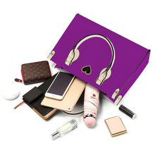 Load image into Gallery viewer, Ti Amo I love you - Exclusive Brand - Violet Eggplant - Luxury Womens PU Tote Bag - Cream Straps
