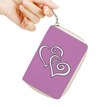 Load image into Gallery viewer, Ti Amo I love you - Exclusive Brand - Viola - Double White Heart - PU Leather - Zipper Card Holder
