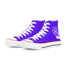 Load image into Gallery viewer, Ti Amo I love you - Exclusive Brand - Dark Purple - White Daisy - High Top Canvas Shoes - White  Soles
