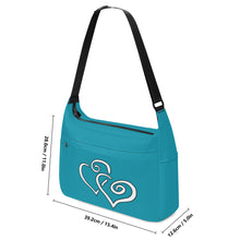 Load image into Gallery viewer, Ti Amo I love you - Exclusive Brand  - Eastern Blue - Double White Heart - Journey Computer Shoulder Bag
