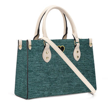 Load image into Gallery viewer, Ti Amo I love you - Exclusive Brand - Green Denim - Luxury Womens PU Tote Bag - Cream Straps
