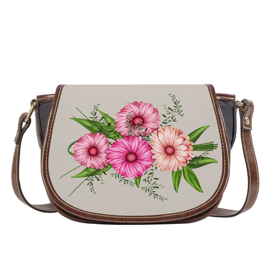 Ti Amo I love you - Exclusive Brand - Swirl - Pink Floral - Saddle Bag