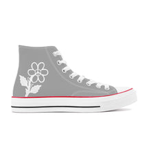 Load image into Gallery viewer, Ti Amo I love you - Exclusive Brand - Silver Chalice - White Daisy - High Top Canvas Shoes - White  Soles
