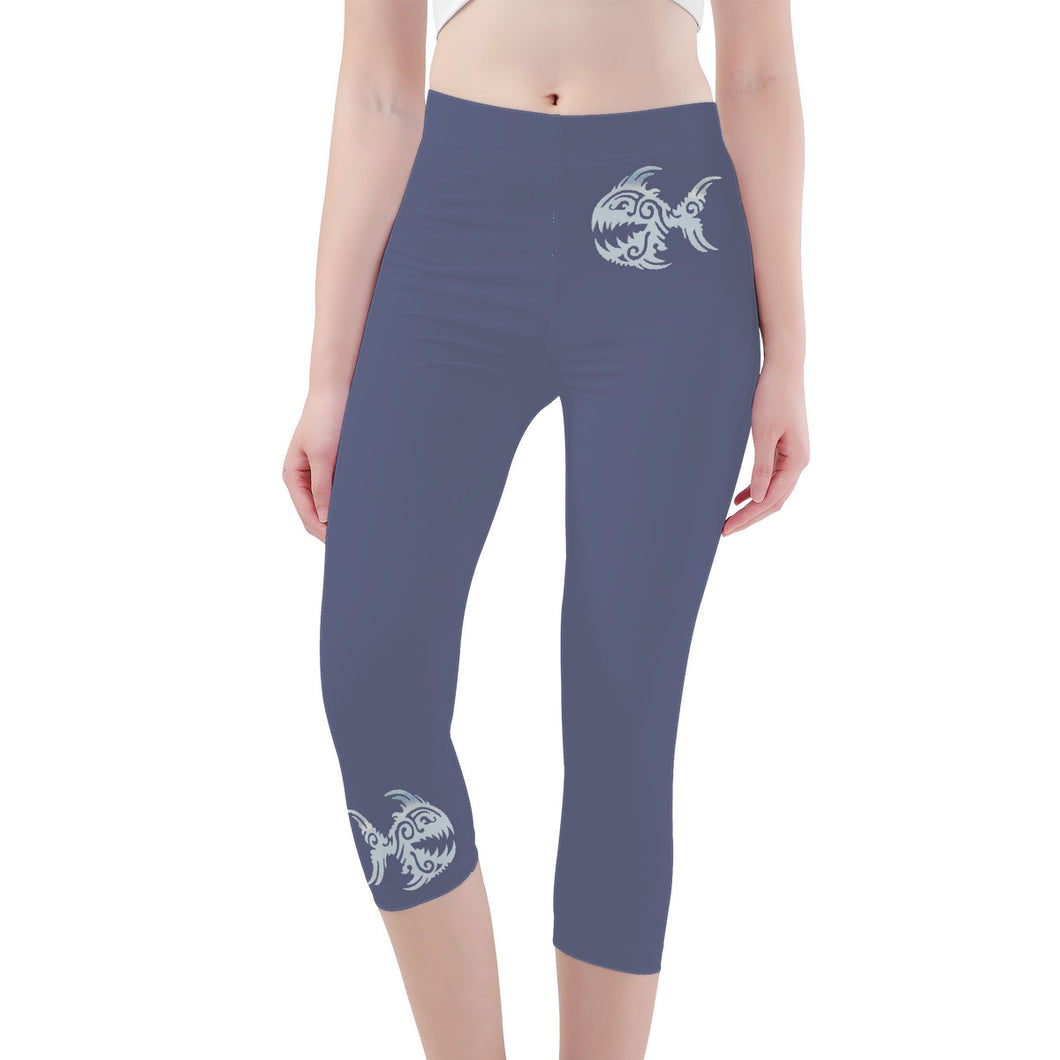 Ti Amo I love you -  Exclusive Brand - Jet Grey - Womens / Teen Girls  / Womens Plus Size  - Angry Fish - Capri Yoga Leggings - Sizes XS-3XL