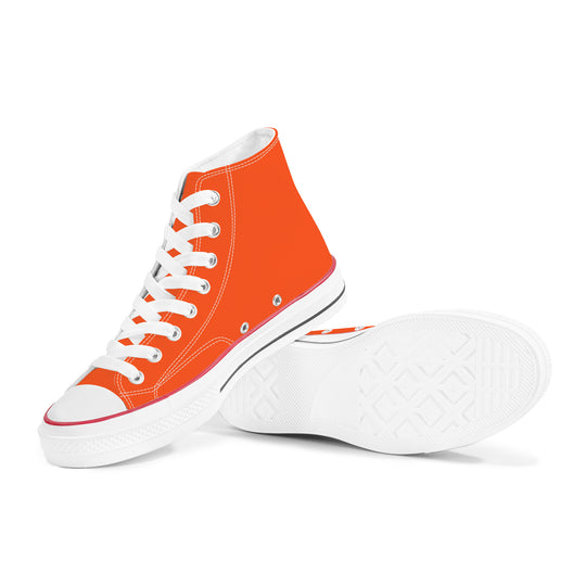 Ti Amo I love you - Exclusive Brand - Orange - White Daisy - High Top Canvas Shoes - White  Soles