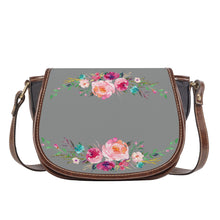 Load image into Gallery viewer, Ti Amo I love You - Exclusive Brand - Oslo Gray - Front &amp; Top Floral Swag - Saddle Bag
