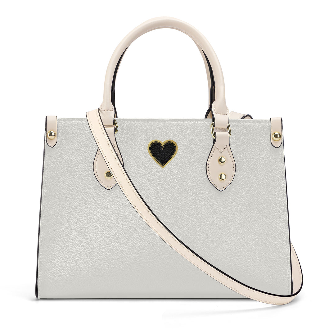 Ti Amo I love you - Exclusive Brand - Linen - Luxury Womens PU Tote Bag - Cream Straps