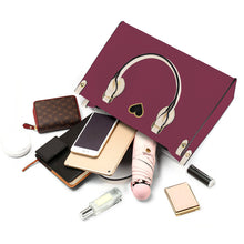 Load image into Gallery viewer, Ti Amo I love you - Exclusive Brand - Velvet Maroon - Luxury Womens PU Tote Bag - Cream Straps
