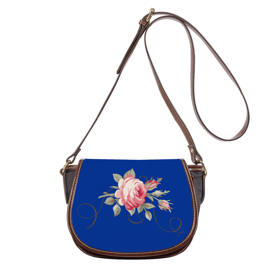 Ti Amo I love you - Exclusive Brand - Dark Powder Blue -  Rose -  Saddle Bag