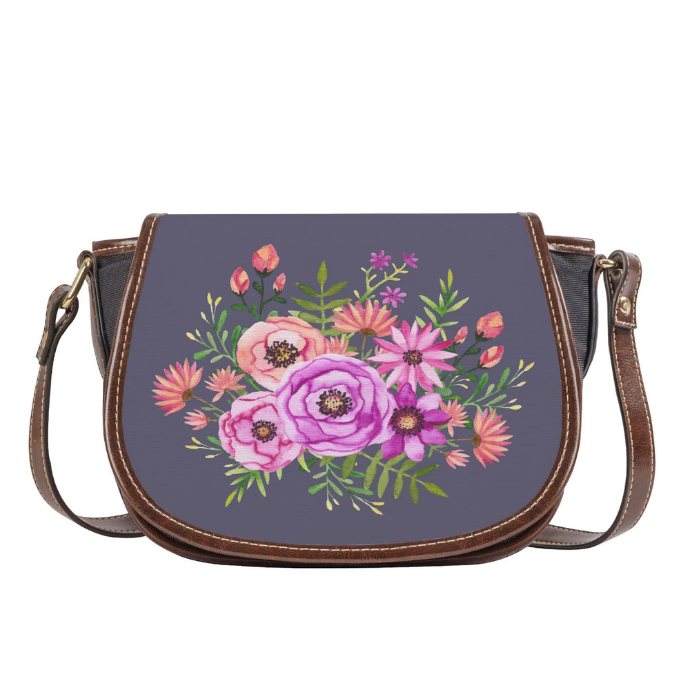 Ti Amo I love you - Exclusive Brand - Dolphin - Fushia Pink & Tony's Pink Floral Pattern -  Saddle Bag