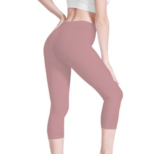 Load image into Gallery viewer, Ti Amo I love you -Exclusive Brand - Oriental Pink - Double White Heart - Womens / Teen Girls / Womens Plus Size - Capri Yoga Leggings - Sizes XS-3XL
