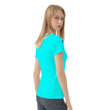 Load image into Gallery viewer, Ti Amo I love you - Exclusive Brand  - Aqua / Cyan - Skeleton Hands with Heart  -Women&#39;s T shirt
