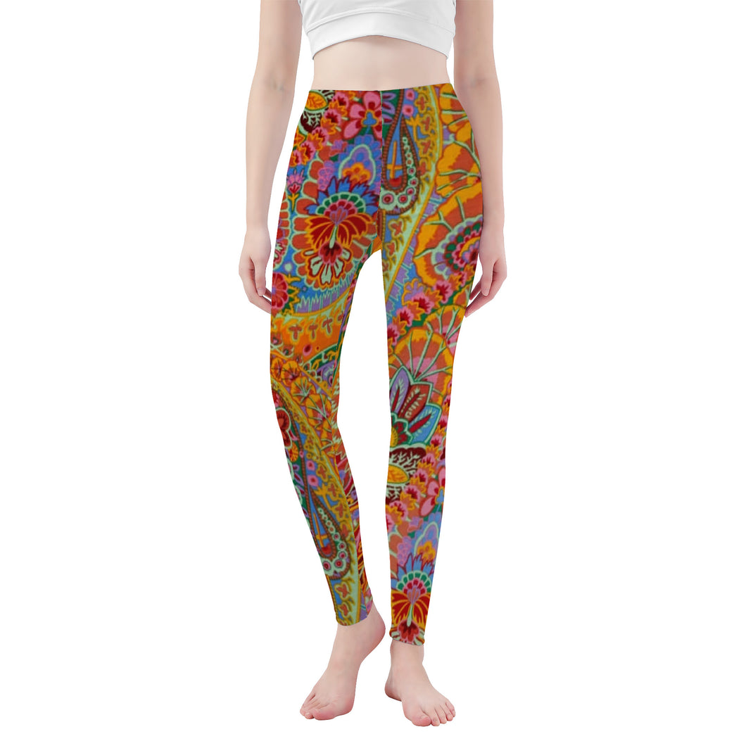 Ti Amo I love you - Exclusive Brand - Red Stage Paisley -  Yoga Leggings