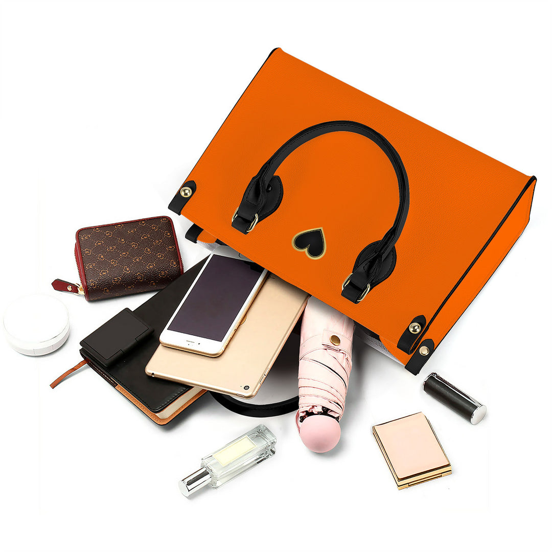Ti Amo I love you - Exclusive Brand - Dark Orange  - Luxury Women PU Tote Bag - Black Straps