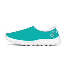 Load image into Gallery viewer, Ti Amo I love you - Exclusive Brand - Tiffany Blue - Double White Heart - Women&#39;s Mesh Running Shoes - White Soles
