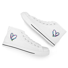 Load image into Gallery viewer, Ti Amo I love you - Exclusive Brand - White - Colorful Hearts - Womens High-Top Canvas Shoes - White Soles
