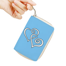 Load image into Gallery viewer, Ti Amo I love you - Exclusive Brand - Malibu Blue - Double White Heart - PU Leather  Zipper Card Holder
