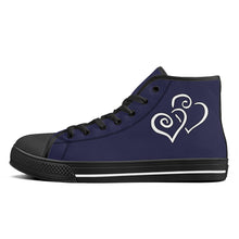 Load image into Gallery viewer, Ti Amo I love you - Exclusive Brand - Cloud Burst 2 - Double White Heart High-Top Canvas Shoes - Black Soles
