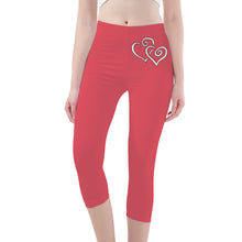 Load image into Gallery viewer, Ti Amo I love you - Exclusive Brand - Mandy - Double White Heart - Womens / Teen Girls / Womens Plus Size - Capri Yoga Leggings - Sizes XS-3XL
