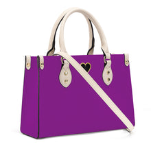 Load image into Gallery viewer, Ti Amo I love you - Exclusive Brand - Violet Eggplant - Luxury Womens PU Tote Bag - Cream Straps
