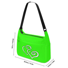 Load image into Gallery viewer, Ti Amo I love you - Exclusive Brand - Florescent Green - Double White Heart - Journey Computer Shoulder Bag
