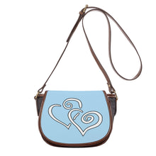 Load image into Gallery viewer, Ti Amo I love you - Exclusive Brand - Regent St Blue - Double White Heart - Saddle Bag
