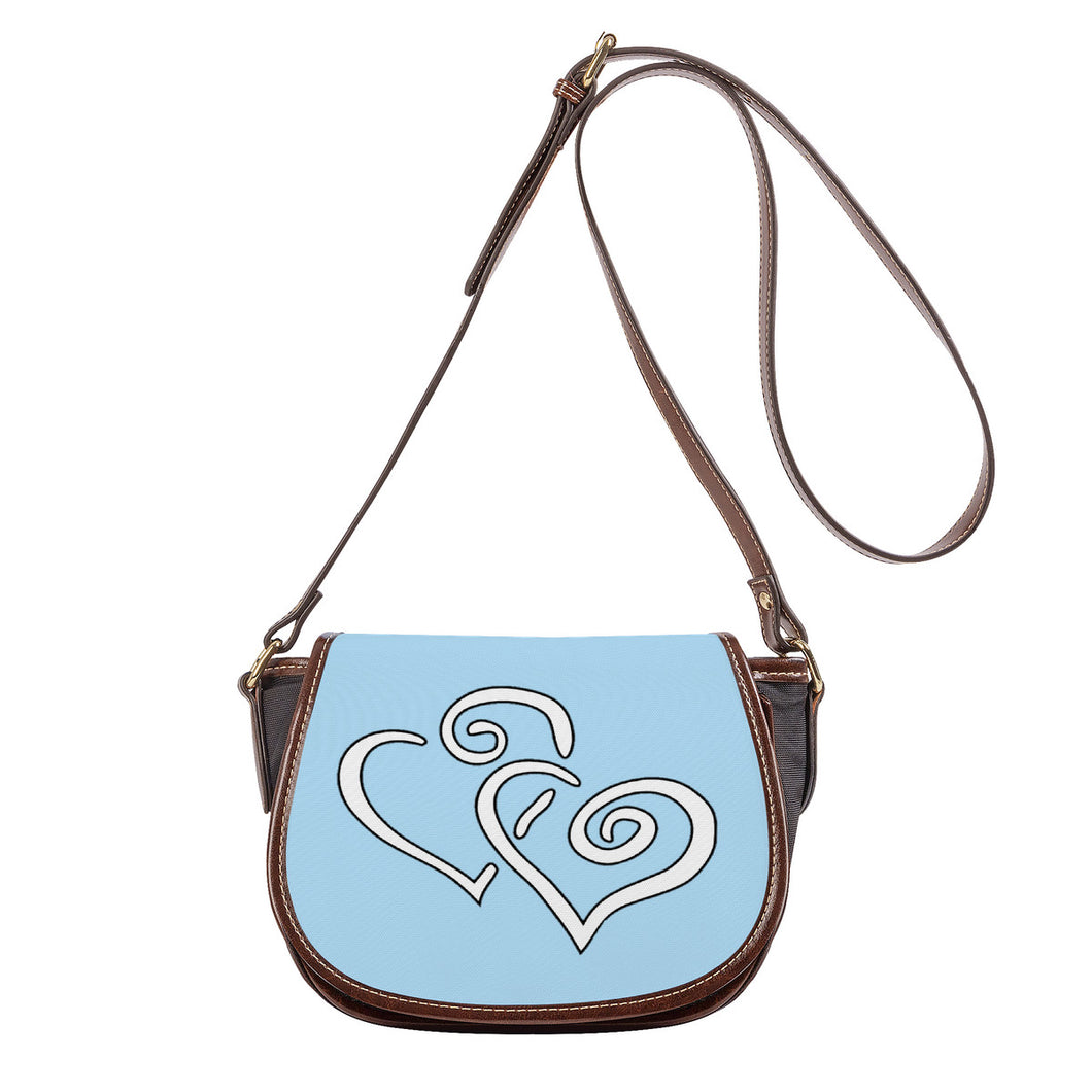 Ti Amo I love you - Exclusive Brand - Regent St Blue - Double White Heart - Saddle Bag