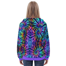 Load image into Gallery viewer, Ti Amo I love you - Exclusive Brand - Blue Zodiac, Curious Blue, Malachite, Purple Heart Tie-Dye - with Heliotrope 3 Hem -  Women&#39;s Zip Hoodie - Sozes XS-4XL
