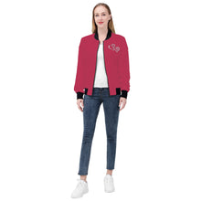 Load image into Gallery viewer, Ti Amo I love you - Exclusive Brand - Viva Magenta -  Double White Heart - Women&#39;s Bomber Jacket
