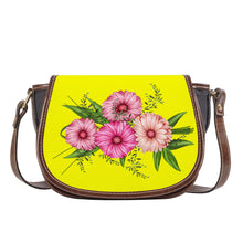 Load image into Gallery viewer, Ti Amo I love you - Exclusive Brand - Yellow - Pink Floral - Saddle Bag
