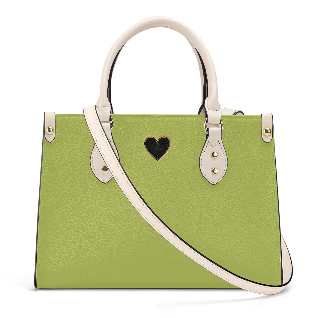 Ti Amo I love you - Exclusive Brand - Light Wild Willow - Luxury Womens PU Tote Bag - Cream Straps