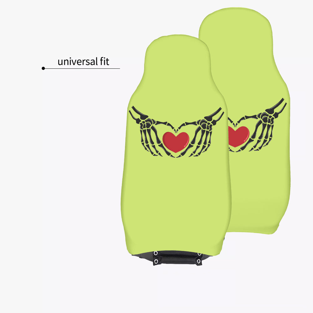 Ti Amo I love you - Exclusive Brand - Yellow Green - Skeleton Hands with Hearts - New Car Seat Covers (Double)