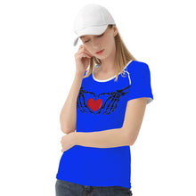 Load image into Gallery viewer, Ti Amo I love you - Exclusive Brand  - Blue Blue Eyes - Skeleton Hands with Heart  -Women&#39;s T shirt
