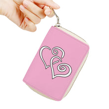 Load image into Gallery viewer, Ti Amo I love you - Exclusive Brand - Magenta Mix-Up - Double White Heart - PU Leather - Zipper Card Holder
