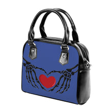 Load image into Gallery viewer, Ti Amo I love you - Exclusive Brand - Chambray Blue - Skeleton Hands with Heart - Shoulder Handbag
