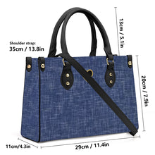 Load image into Gallery viewer, Ti Amo I love you - Exclusive Brand - Light Navy Blue Denim - Luxury Womens PU Tote Bag - Black Straps
