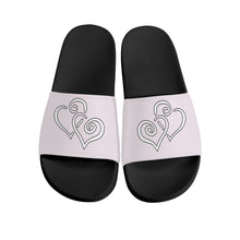 Load image into Gallery viewer, Ti Amo I love you- Exclusive Brand - Prim - Double White Heart - Slide Sandals - Black Soles
