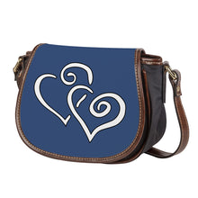 Load image into Gallery viewer, Ti Amo I love you - Exclusive Brand - Dusk Blue - Double White Heart - Saddle Bag
