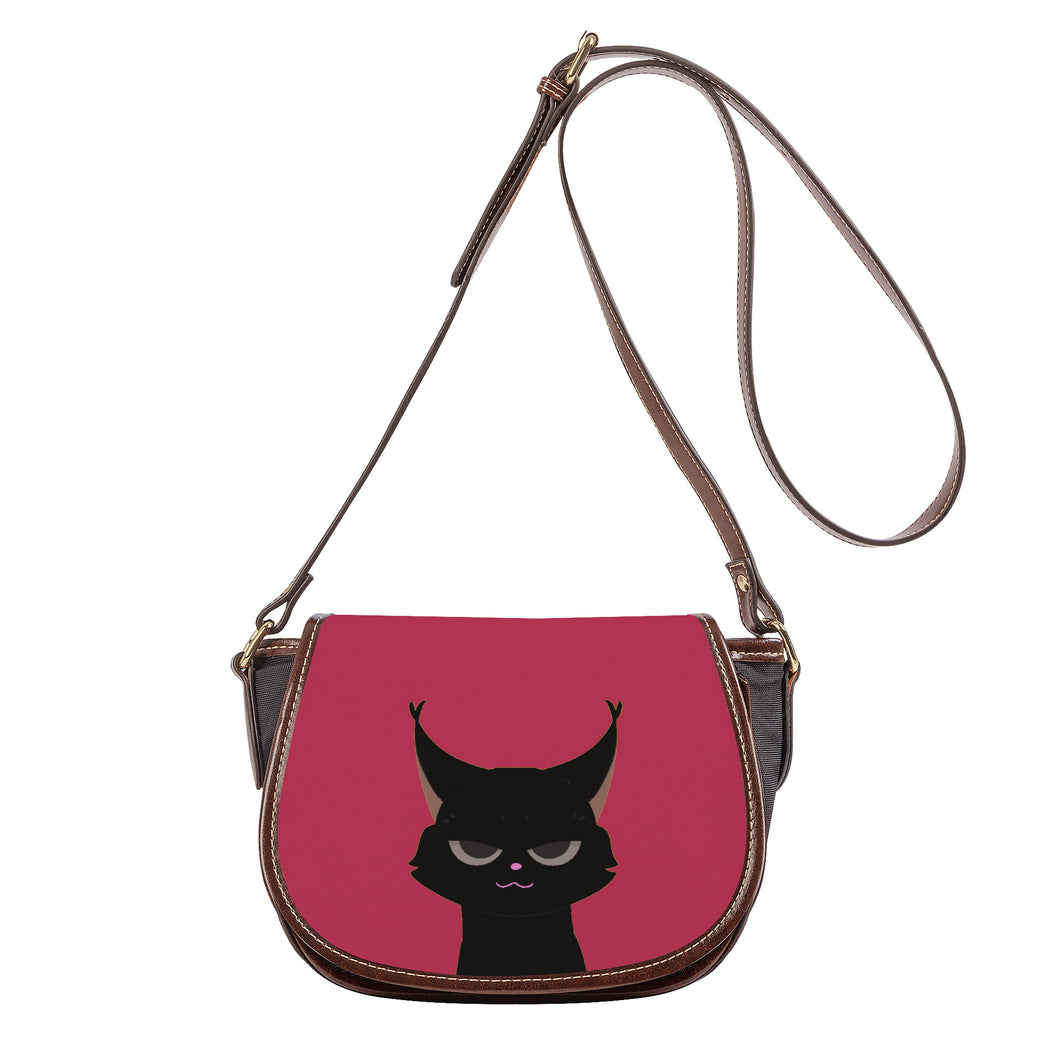 Ti Amo I love you - Exclusive Brand - Viva Magenta -  Black Cat - Saddle Bag