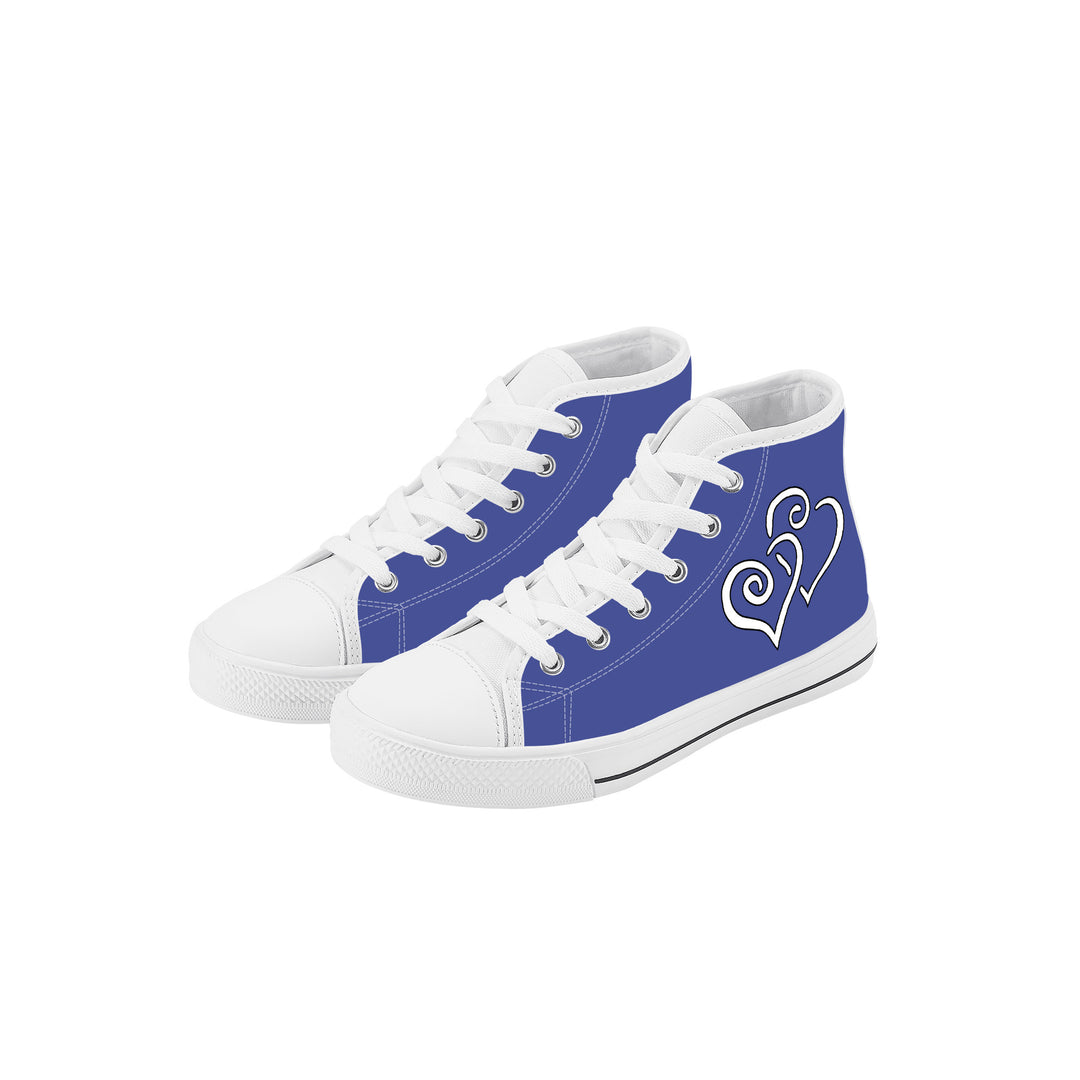 Ti Amo I love you - Exclusive Brand - Victoria - Kids High Top Canvas Shoes -White Soles