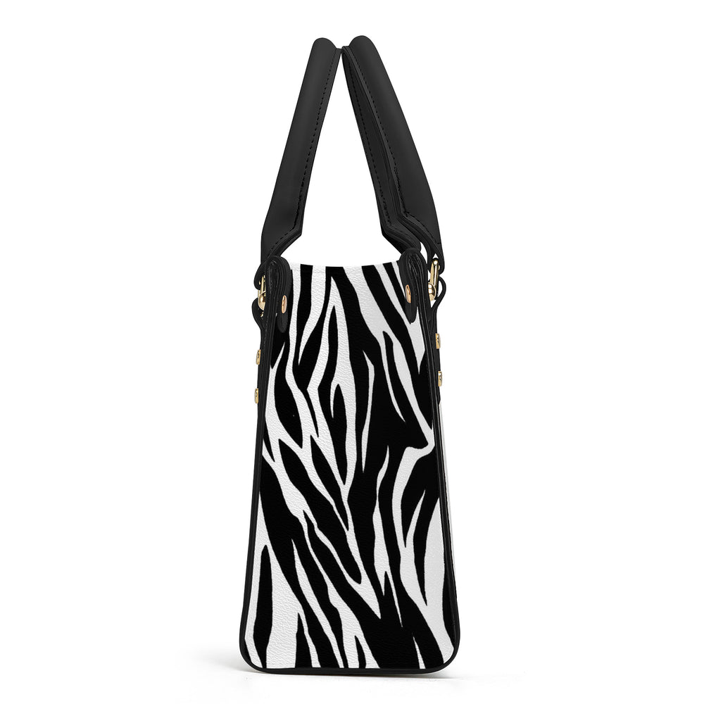 Ti Amo I love you - Exclusive Brand - Black & White - Zebra - Luxury Womens PU Tote Bag - Black Straps